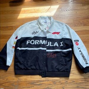 Hybrid Apparel White Tag with Black F1 Logo